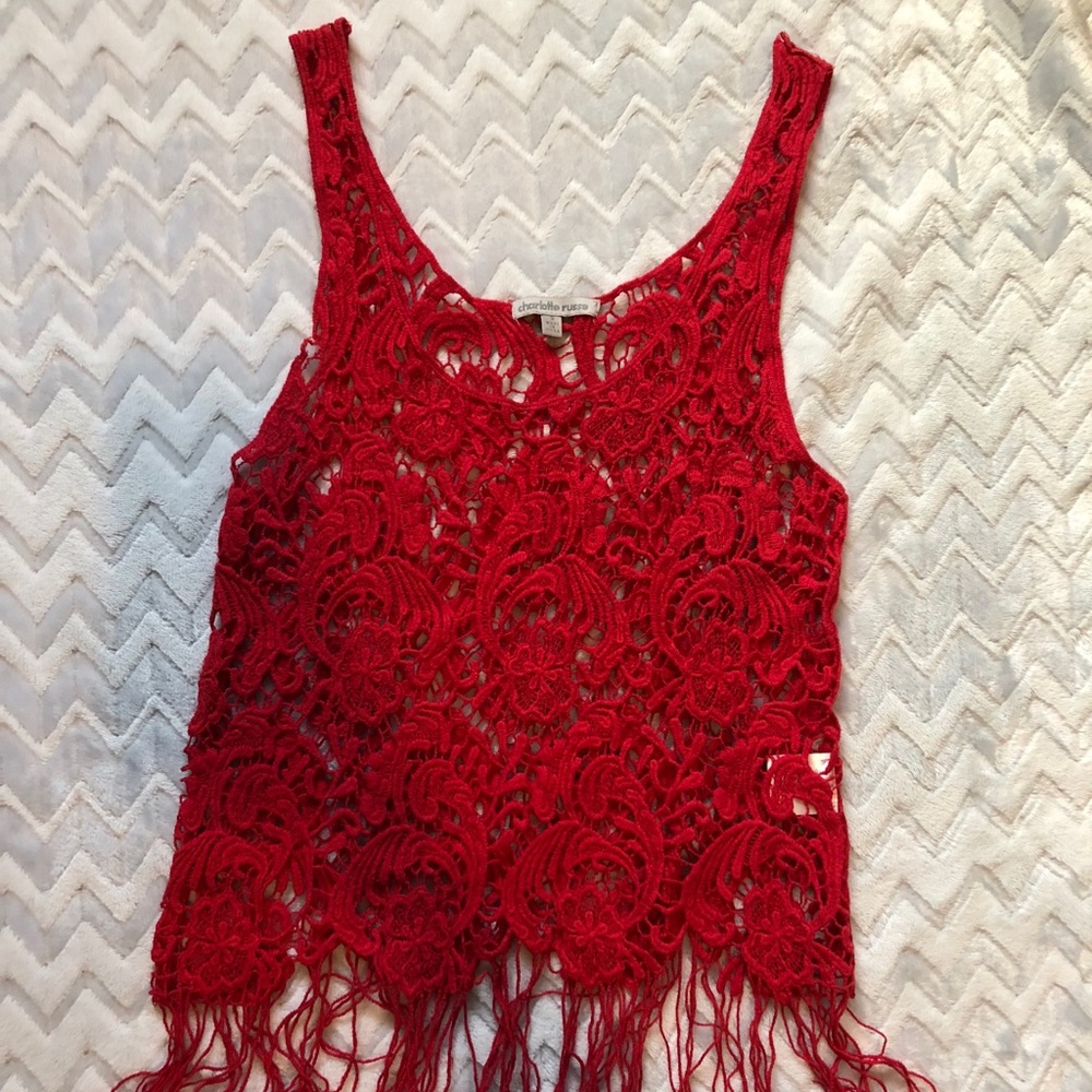Charlotte Russe Crochet Rose Top